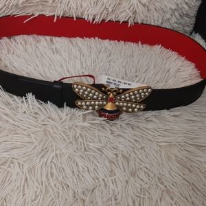 GUCCI Queen Margaret Leather Bee Belt